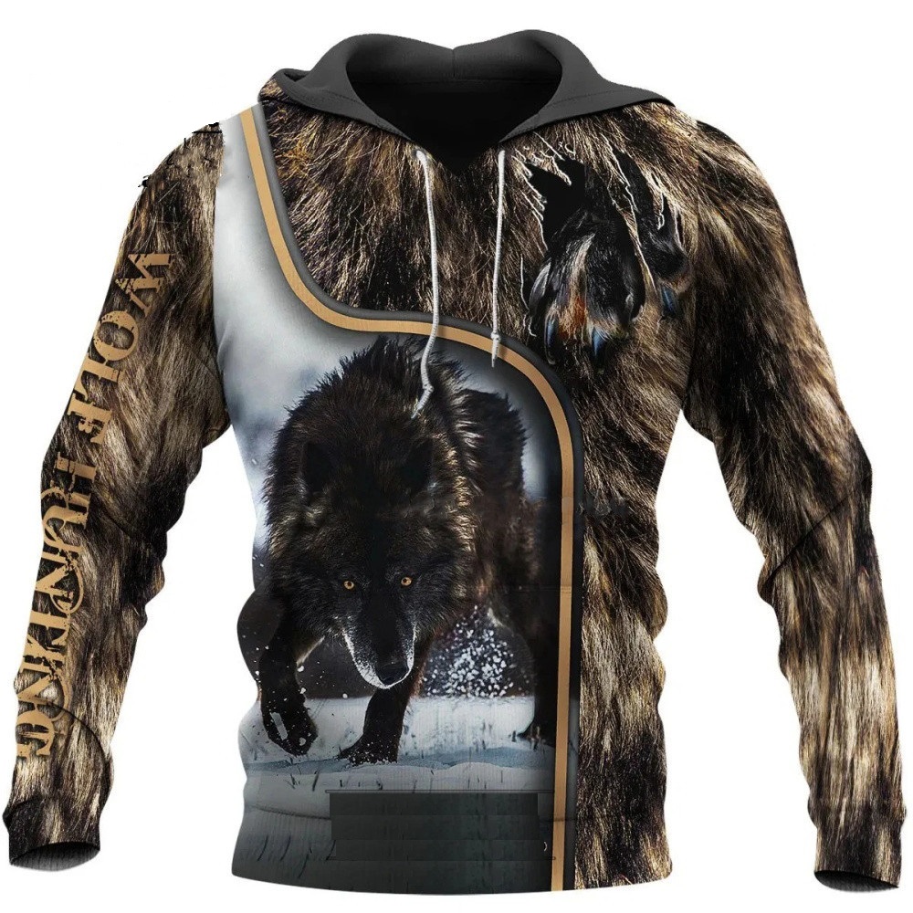 Streetwear Brand Tracksuit - Wolf Printed Hoodies Men 3d Hoodies